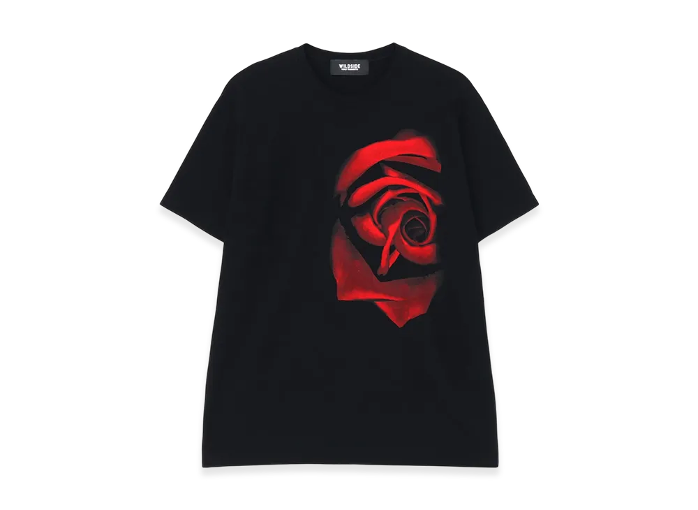 WILDSIDE YOHJI YAMAMOTO Red Rose T-Shirt "Black"