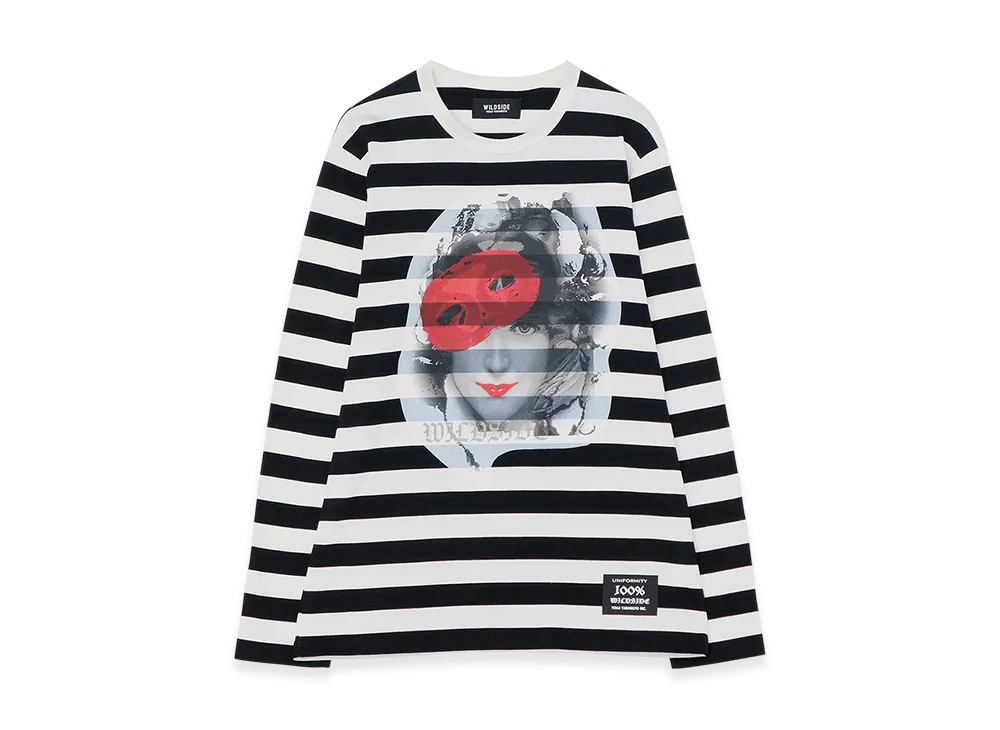 WILDSIDE YOHJI YAMAMOTO Portrait Border T-shirt (Masquer) "Black/White"