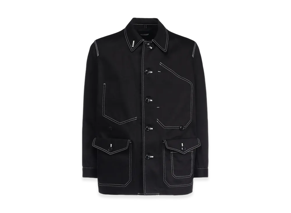 WILDSIDE YOHJI YAMAMOTO Cotton Chino White Stitch Shirt Jacket "Black"