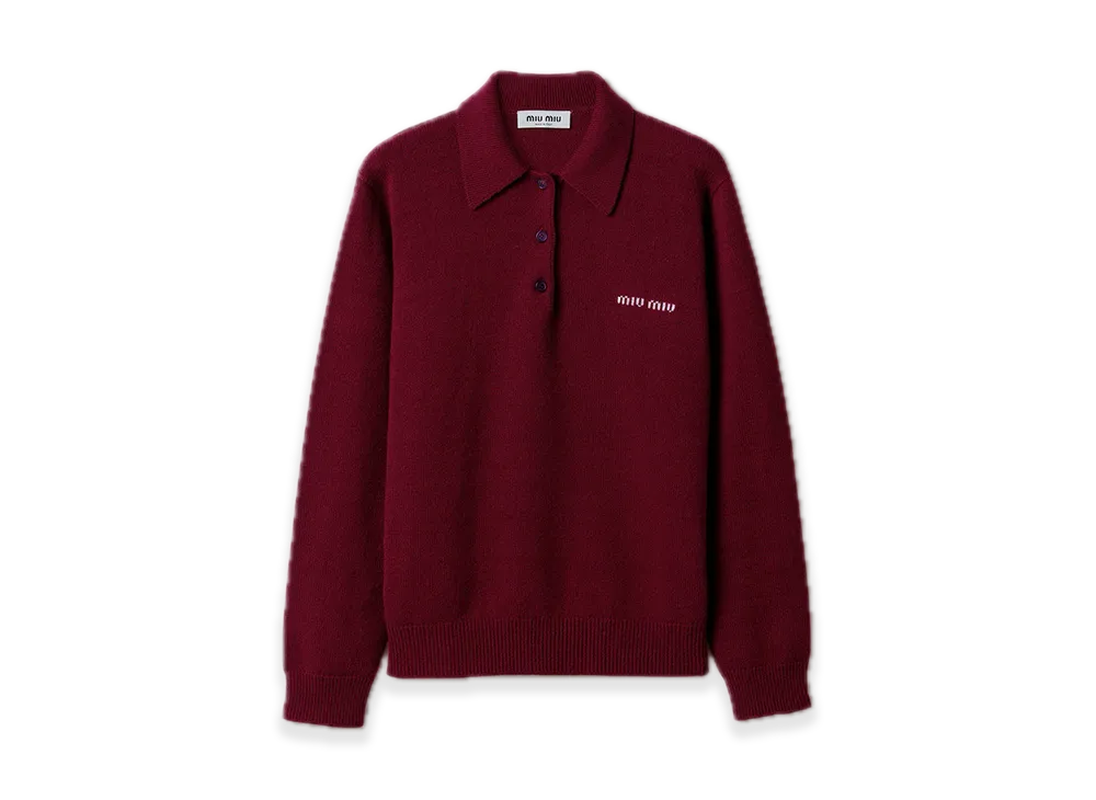 MIU MIU Cashmere Polo Sweater "Wine Red"