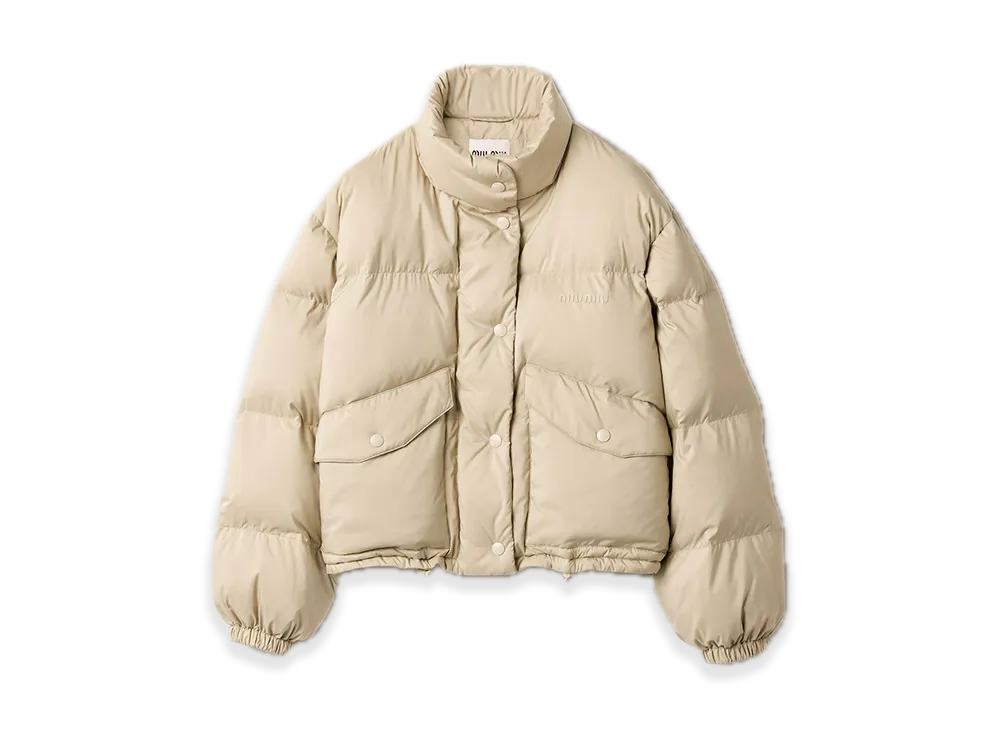 MIU MIU Technical Pongee Down Jacket "Sand Beige"