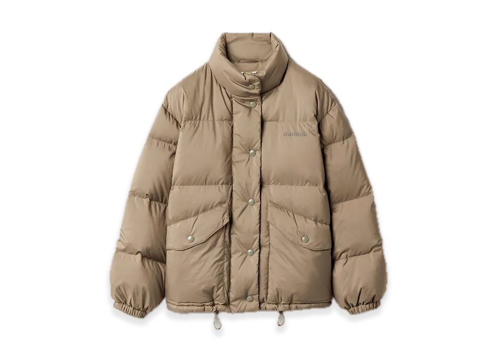 MIU MIU Medium-Weight Technical Pongee Down Jacket "Steel Gray"