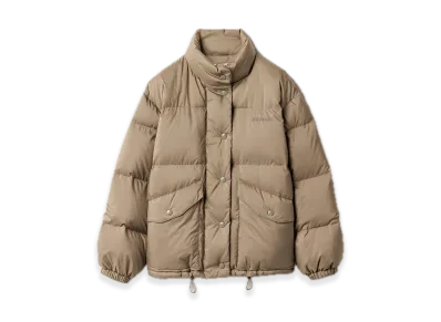 MIU MIU Medium-Weight Technical Pongee Down Jacket "Steel Gray"