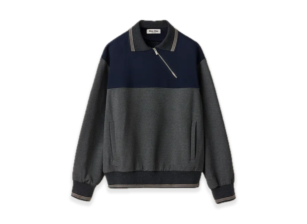 MIU MIU Zipper Sweatshirt "Anthracite Gray/Blue"