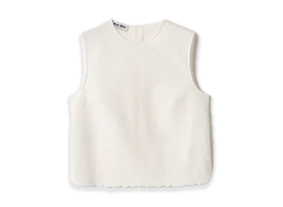 MIU MIU Embroidered Slub Canvas Top "Ivory"