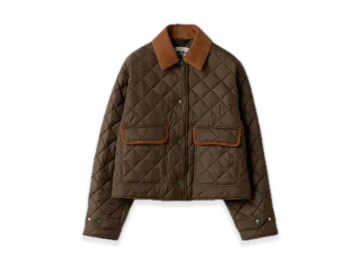MIU MIU Quilted Technical Pongee Blouson Jacket "Khaki"