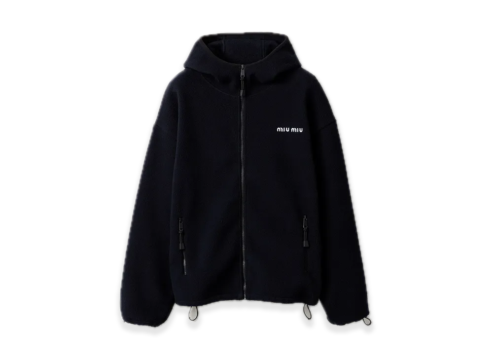 MIU MIU Cotton Fleece Zipper Hoodie "Navy"