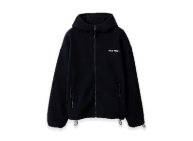MIU MIU Cotton Fleece Zipper Hoodie "Navy"