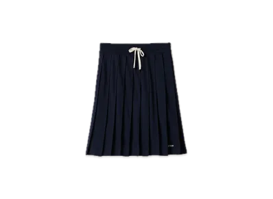 MIU MIU Pleated Garment-Dyed Jersey Skirt "Navy"