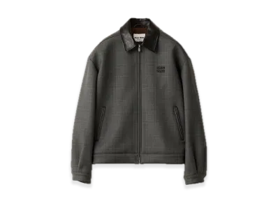 MIU MIU Prince of Wales Check/Bonded Jersey Blouson Jacket "Gray"