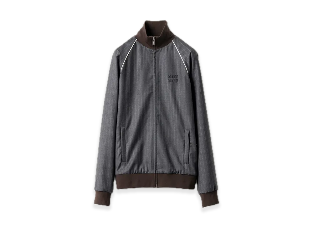 MIU MIU Pinstripe Zipper Blouson Jacket "Gray"