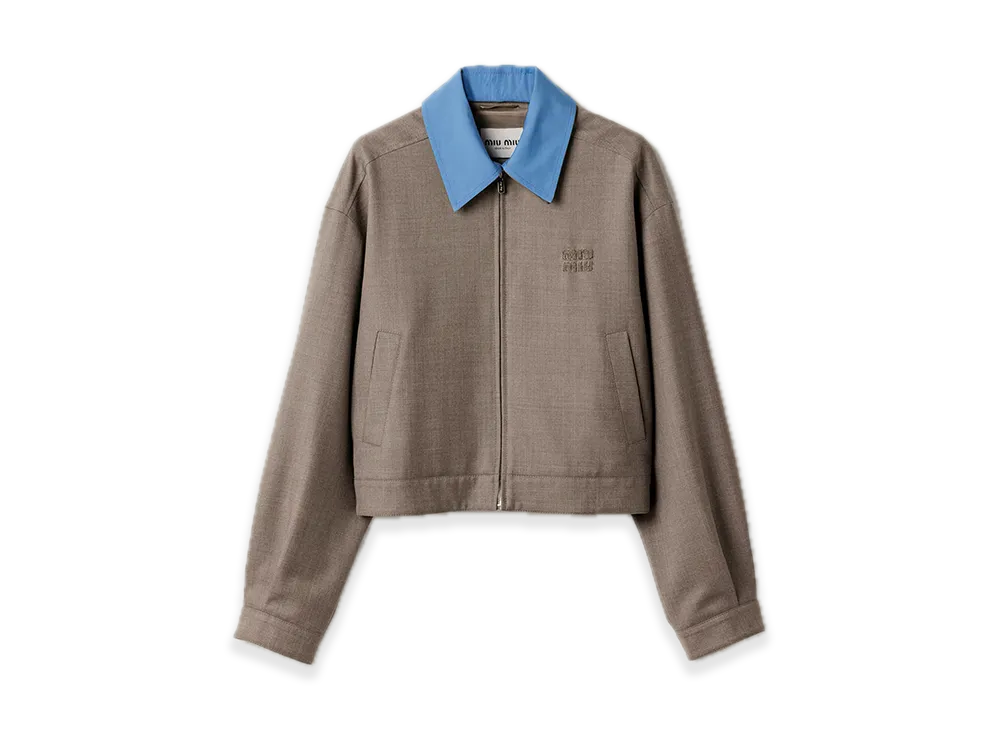 MIU MIU Gabardine Blouson Jacket "Bark Brown"