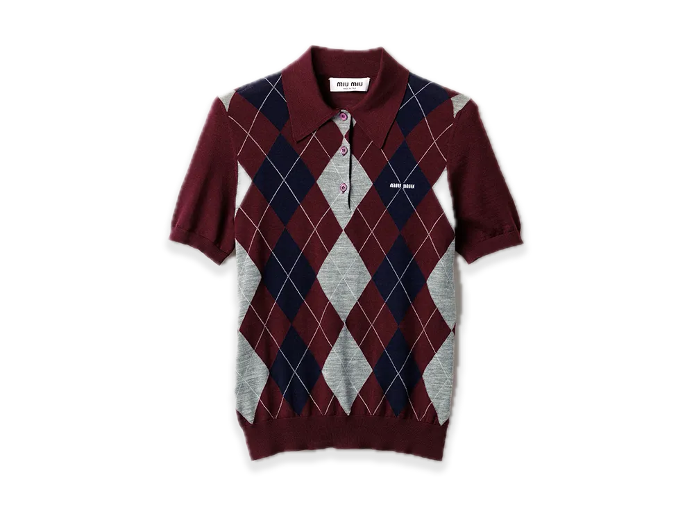 MIU MIU Wool Polo Shirt "Bordeaux"