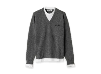 MIU MIU Cashmere V-Neck Sweater "Gray"