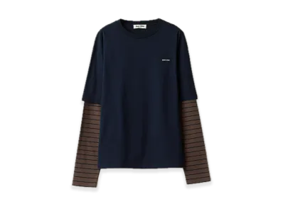 MIU MIU Long Sleeve Jersey Tee "Blue/Dark Brown"