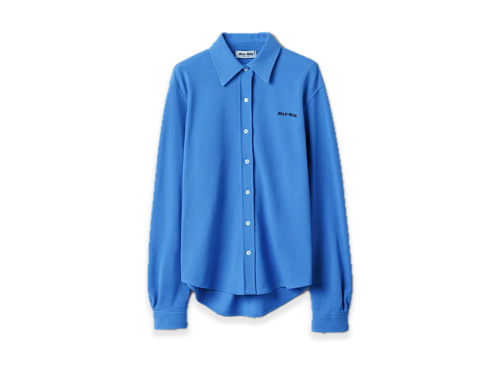 MIU MIU Cotton Pique Shirt "Light Blue"