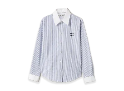 MIU MIU Stripe Poplin Shirt "White/Blue"