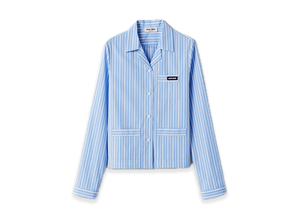 MIU MIU Stripe Poplin Pajama Shirt "Light Blue"