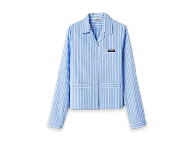 MIU MIU Stripe Poplin Pajama Shirt "Light Blue"
