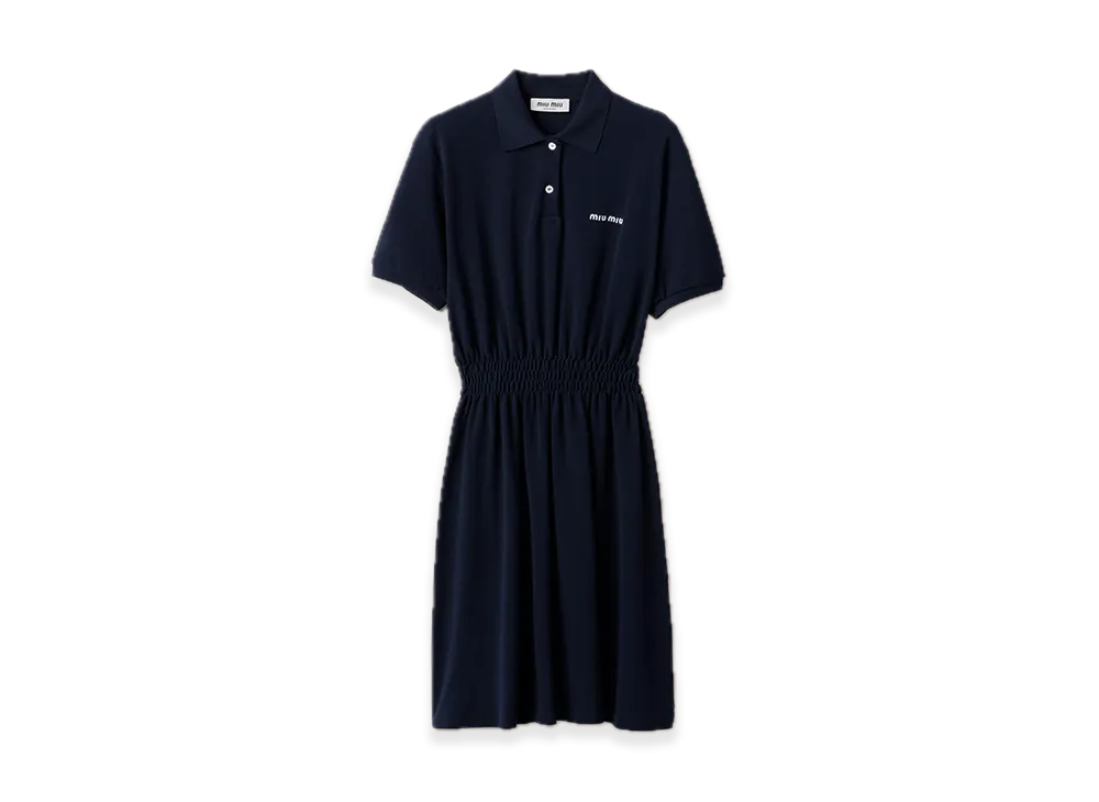 MIU MIU Cotton Pique Dress "Navy"