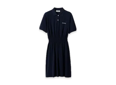 MIU MIU Cotton Pique Dress "Navy"