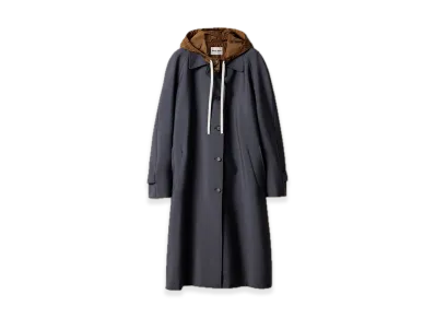 MIU MIU Single-Breasted Kid Mohair and Technical Pongee Coat "Hematite/Cinnamon"