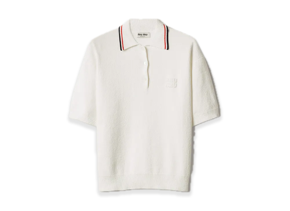 MIU MIU Cotton Knit Polo Shirt "White"
