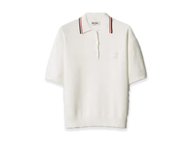 MIU MIU Cotton Knit Polo Shirt "White"