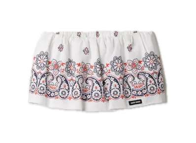 MIU MIU Slub Poplin Print Skort "White/Navy"