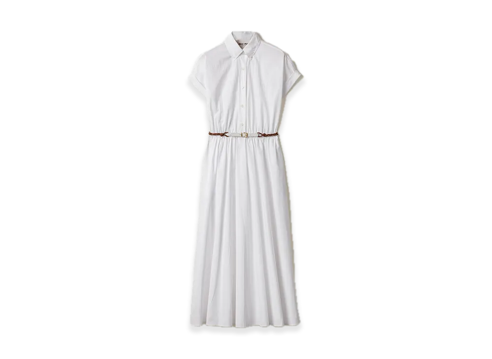 MIU MIU Poplin Midi Shirt Dress "White"