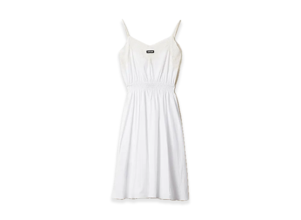 MIU MIU Poplin and Lace Dress "White"