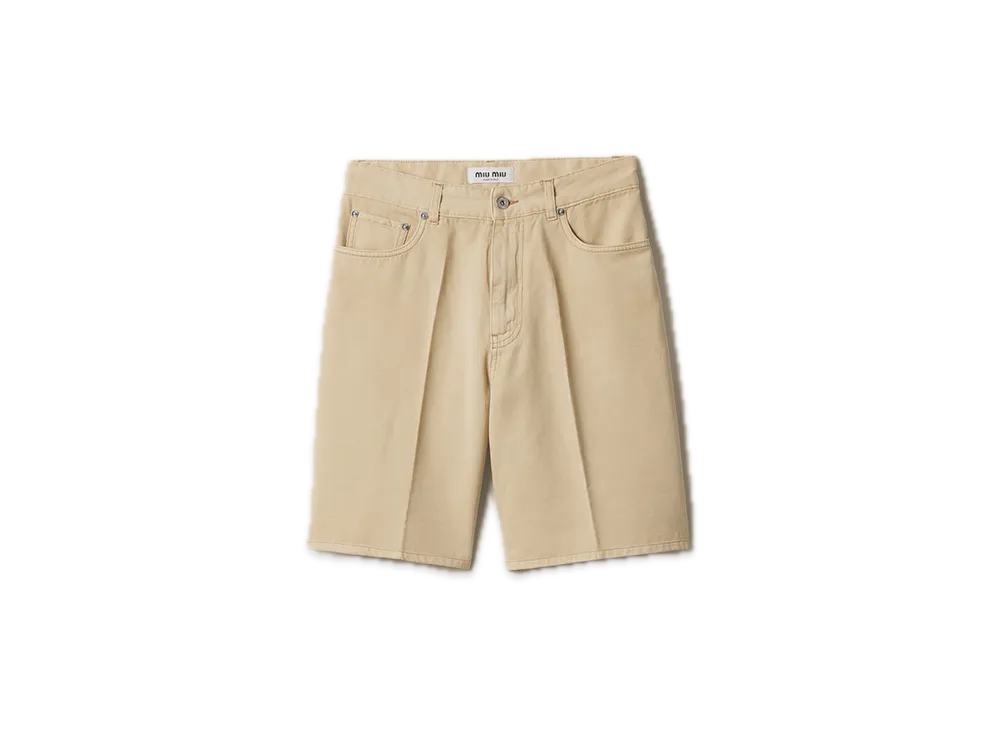 MIU MIU Light Denim Bermuda Pants "Beige"