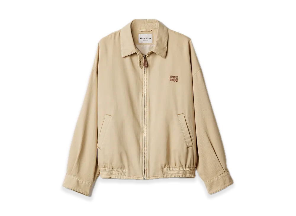 MIU MIU Light Denim Blouson Jacket "Beige"