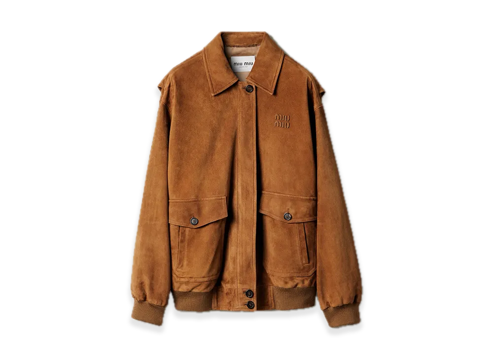 MIU MIU Suede Blouson Jacket "Brown"