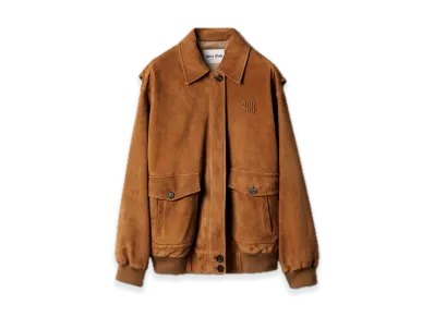 MIU MIU Suede Blouson Jacket "Brown"