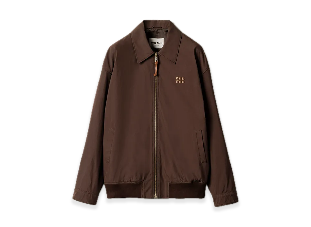 MIU MIU Panama Cotton Blouson Jacket "Dark Brown"
