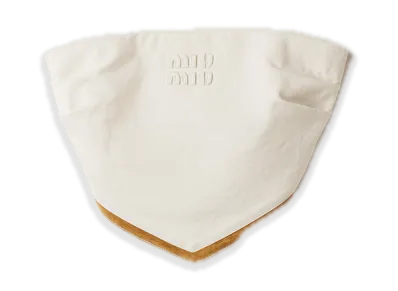 MIU MIU Denim and Leather Bandana Top "White"