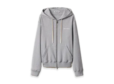 MIU MIU Cotton Fleece Zipper Hoodie "Gray"
