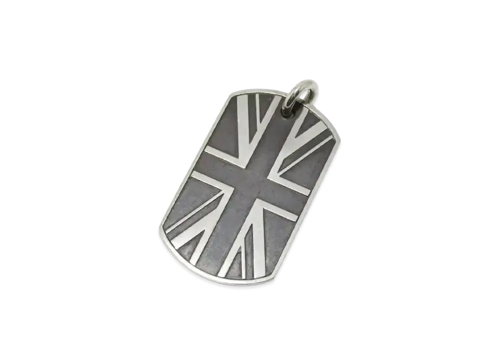 Chrome Hearts Large Dog Tag Union Jack Charm "Silver"