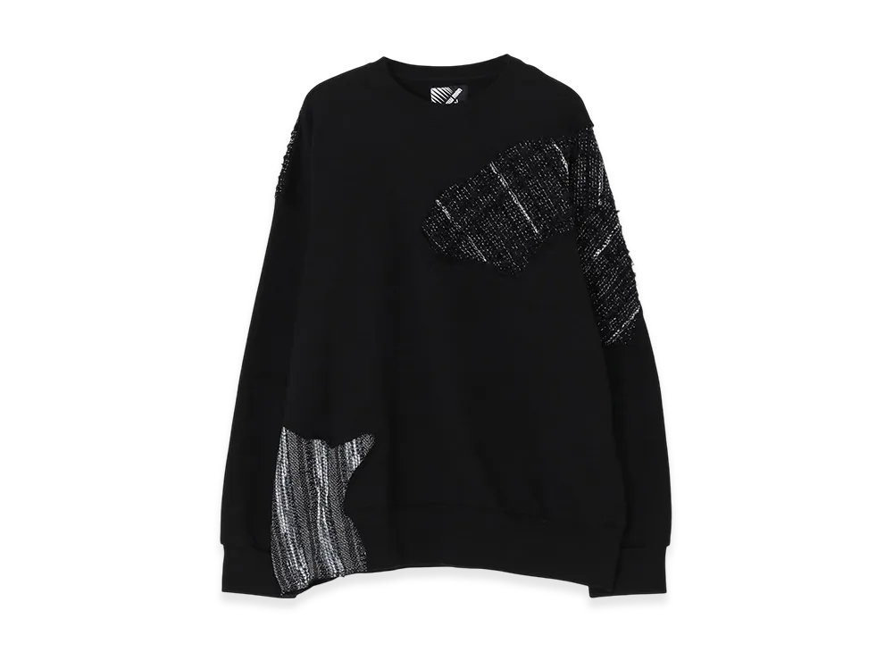 Ground Y x CHAINSAW MAN Collaborate Collection Chainsaw Tweed Round Neck Sweatshirt "Black"