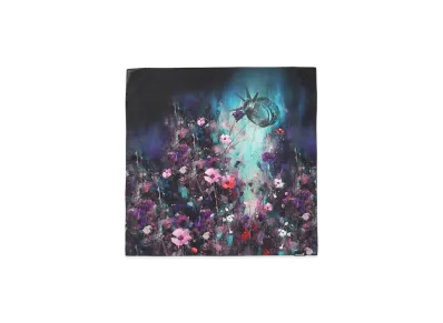 Ground Y x CHAINSAW MAN Collaborate Collection Bomb And Flower Handkerchief "Black/Blue"