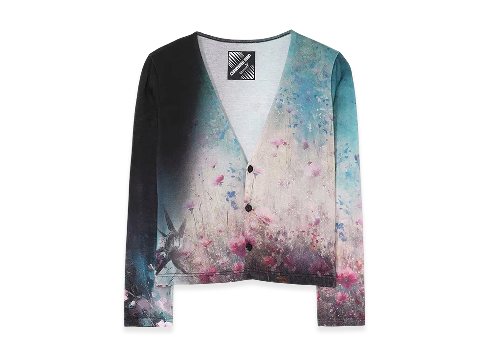 Ground Y x CHAINSAW MAN Collaborate Collection Flower Graphic Cardigan "Black"