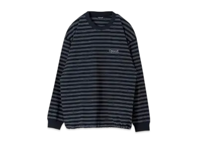 Optstuff Drawstring Border Long Sleeve T-Shirt "Navy/White"