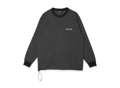 Optstuff Drawstring Border Long Sleeve T-Shirt "Black"