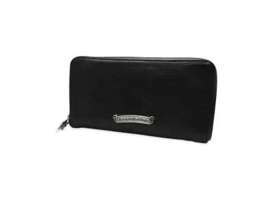 Chrome Hearts REC F Zip #2 Black Leather Plain Scroll Label Wallet "Black"