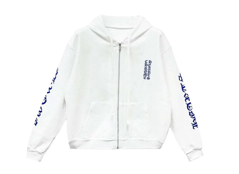 クロムハーツ スクロール ジップ スウェット パーカー "ホワイト"