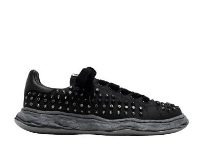 Maison MIHARA YASUHIRO CHARLES OG Sole Studded Canvas Low-top Sneaker "Black/Black"
