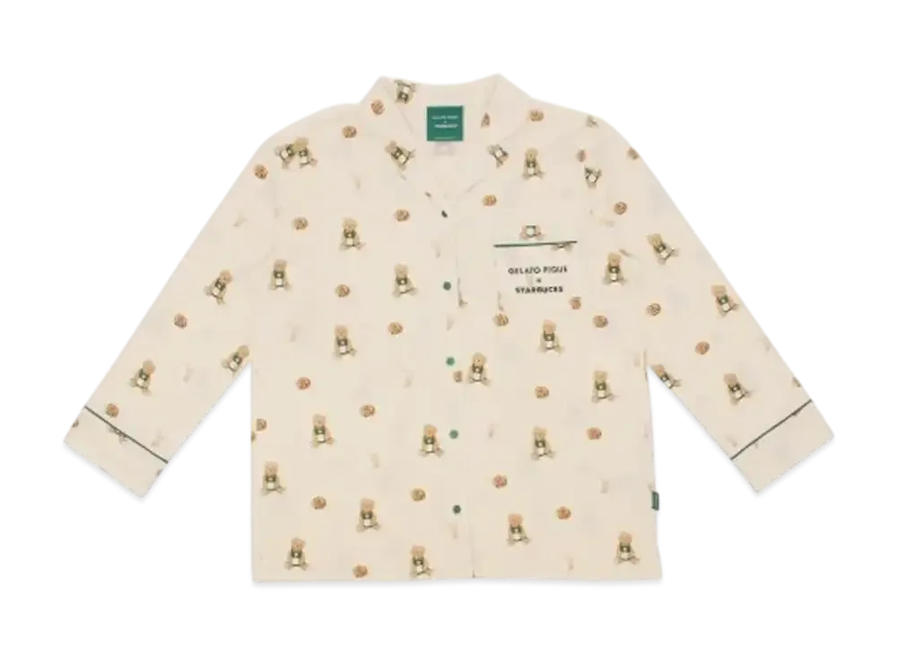 STARBUCKS x GELATO PIQUE Bear Pattern Cut and Sewn Shirt "Ivory"