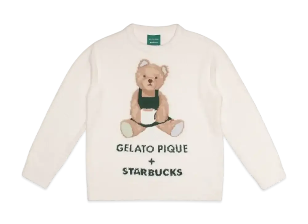 STARBUCKS x GELATO PIQUE Powder Bear Jacquard Pullover "Off White"