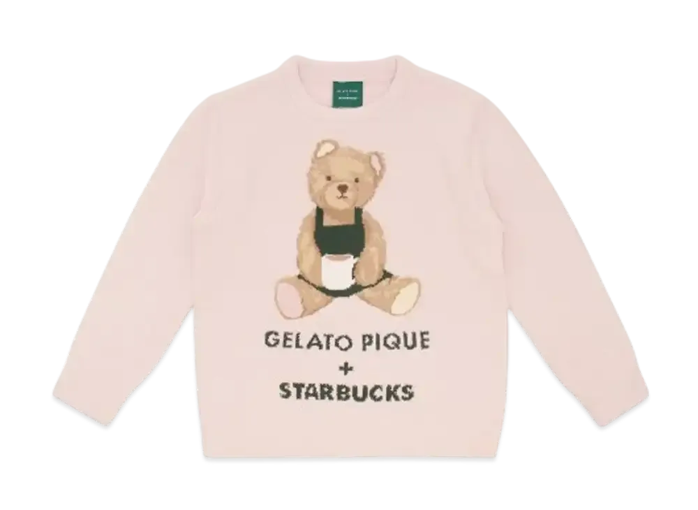 STARBUCKS x GELATO PIQUE Powder Bear Jacquard Pullover "Soft Pink"